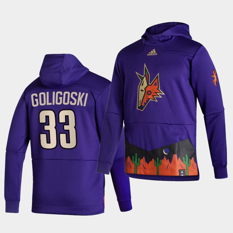 Men Arizona Coyotes #33 Goligoski Purple NHL 2021 Adidas Pullover Hoodie Jersey->arizona coyotes->NHL Jersey